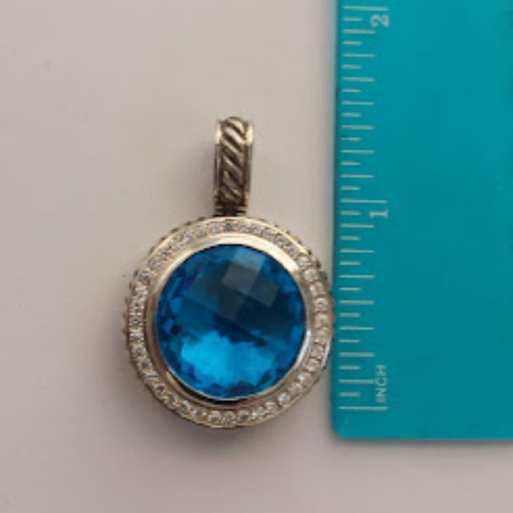 Sterling Silver Halo Cz Pendant Enhancer - Picture 5 of 14